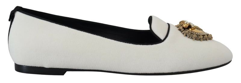 Dolce & Gabbana White Velvet Slip-On Loafers - Luxurious Comfort