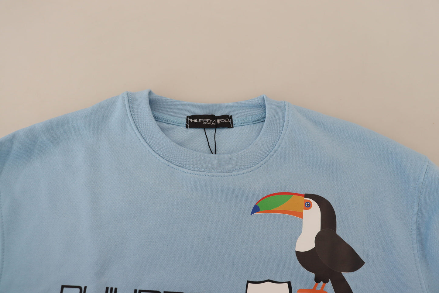 Philippe Model lichtblauwe trui met lange mouwen en opdruk van het logo