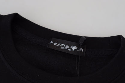 Pull en tricot à manches longues noir imprimé de Philippe Model