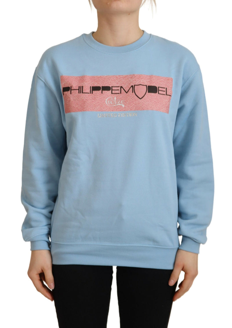Philippe Model Light Blue Logo Printed Long Sleeve Sweater