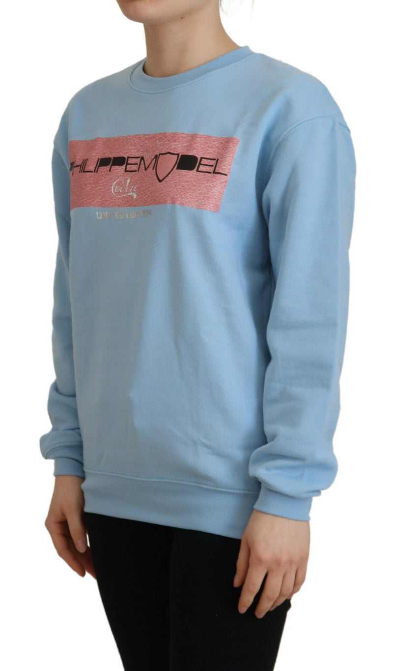 Philippe Model Light Blue Logo Printed Long Sleeve Sweater