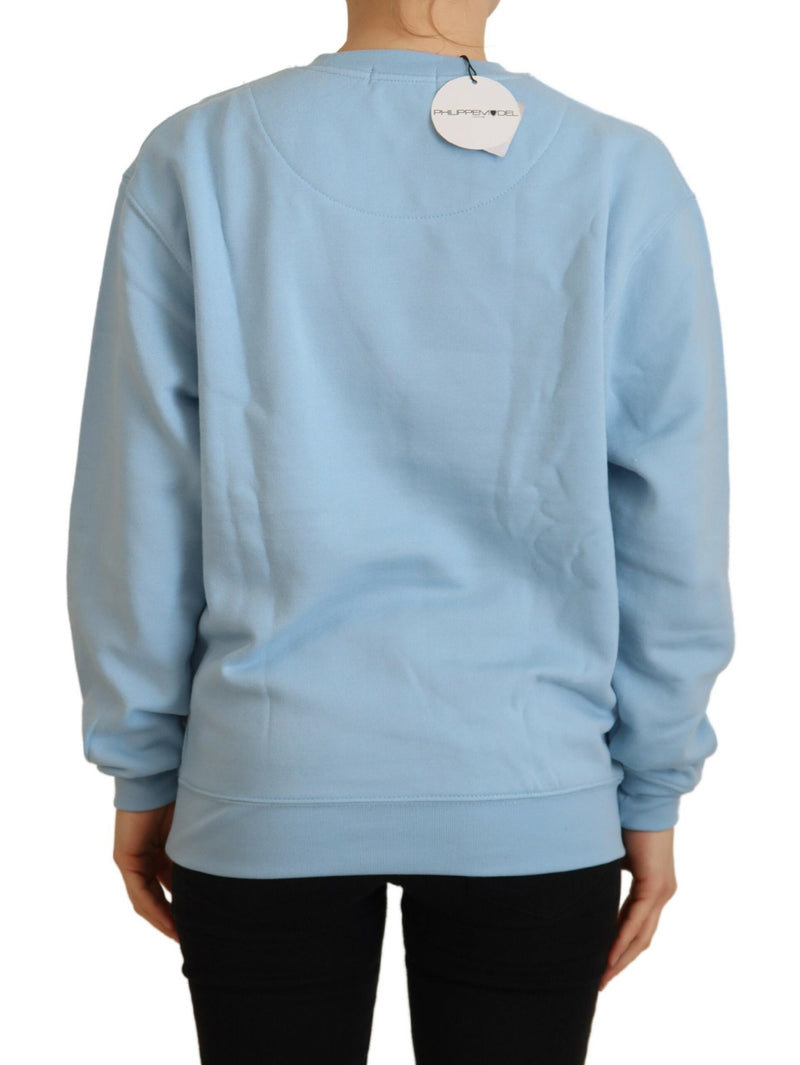 Philippe Model Light Blue Logo Printed Long Sleeve Sweater