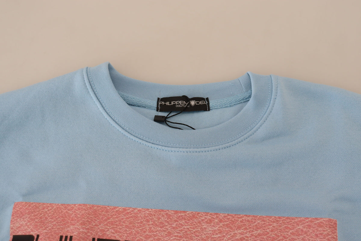 Philippe Model Light Blue Logo Printed Long Sleeve Sweater
