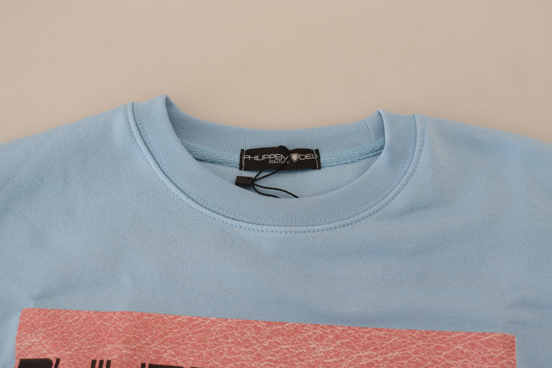 Philippe Model Light Blue Logo Printed Long Sleeve Sweater