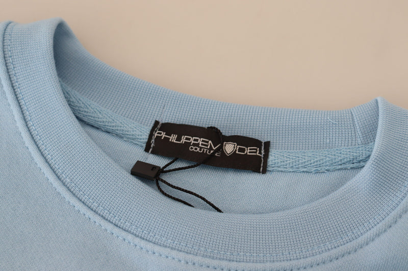 Philippe Model Light Blue Logo Printed Long Sleeve Sweater