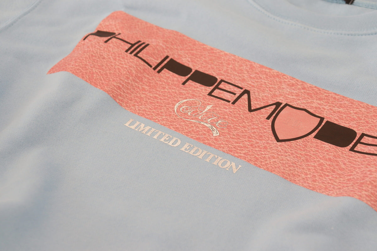 Philippe Model Light Blue Logo Printed Long Sleeve Sweater