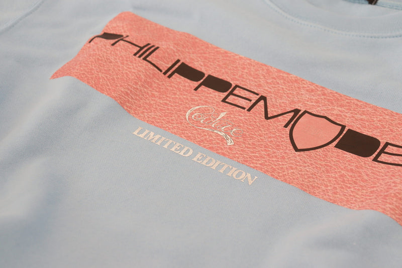 Philippe Model Light Blue Logo Printed Long Sleeve Sweater