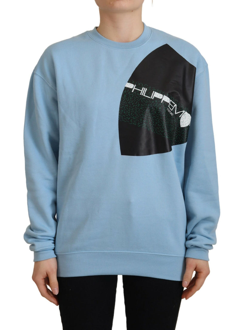 Philippe Model Pull Long Manches Longues Imprimé Logo Bleu Clair