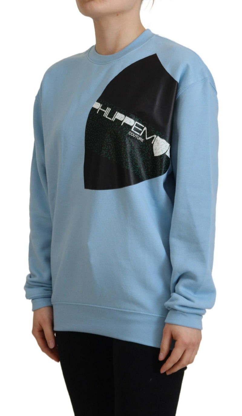 Philippe Model Pull Long Manches Longues Imprimé Logo Bleu Clair