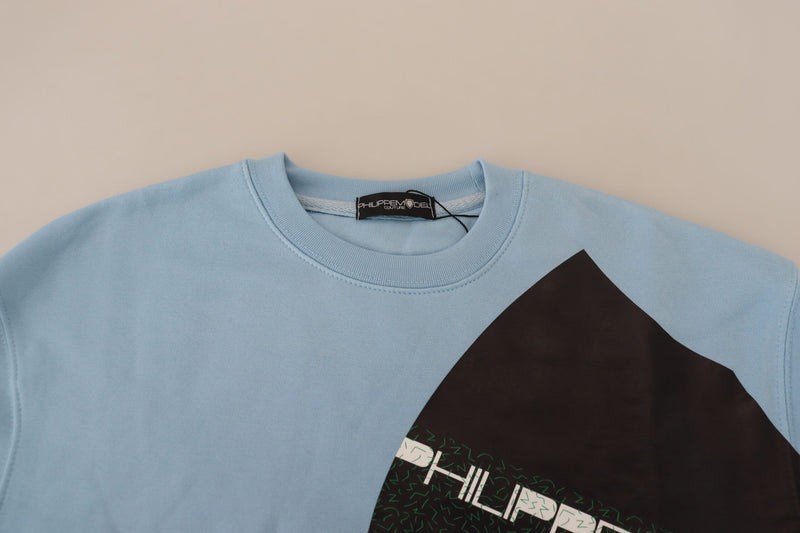 Philippe Model Pull Long Manches Longues Imprimé Logo Bleu Clair