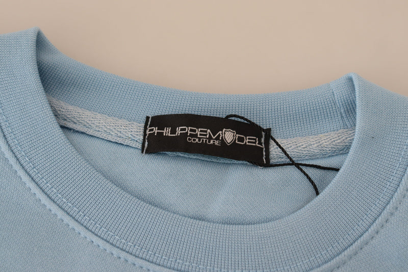 Philippe Model Pull Long Manches Longues Imprimé Logo Bleu Clair