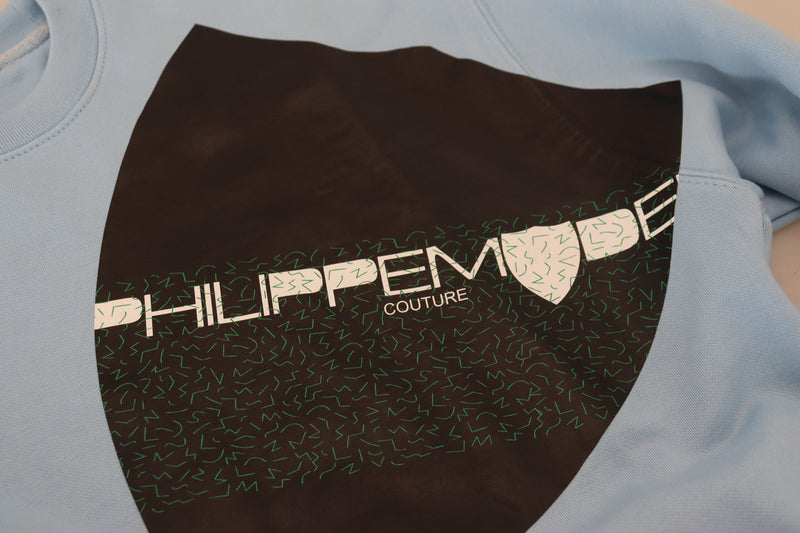 Philippe Model Pull Long Manches Longues Imprimé Logo Bleu Clair