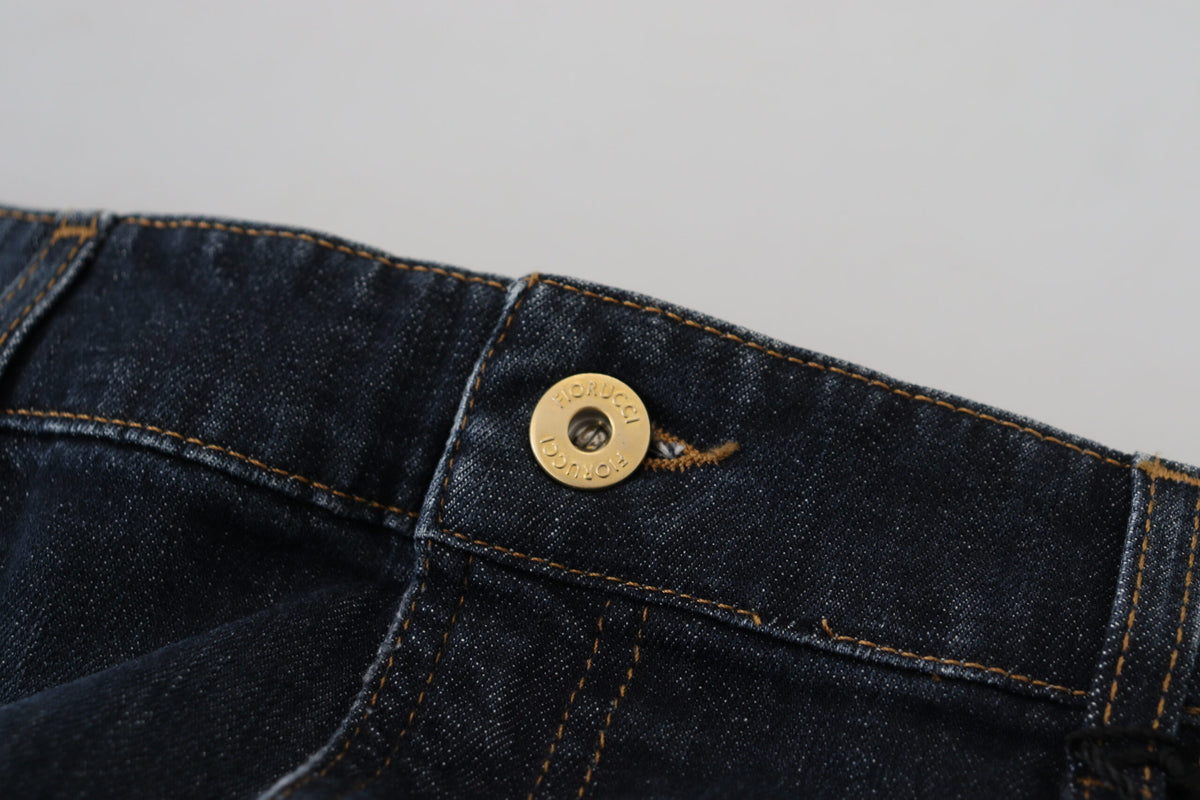 Fiorucci Jupe en Jean Bleu Foncé Taille Mi-Haute Coupe Crayon