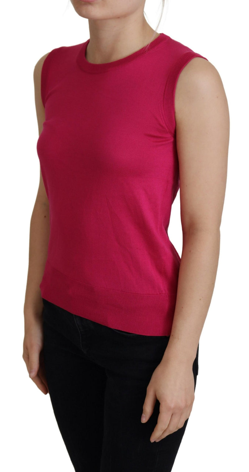 Dolce & Gabbana Pink Silk Vest Pullover Tank Top