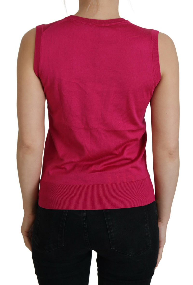 Dolce & Gabbana Pink Silk Vest Pullover Tank Top