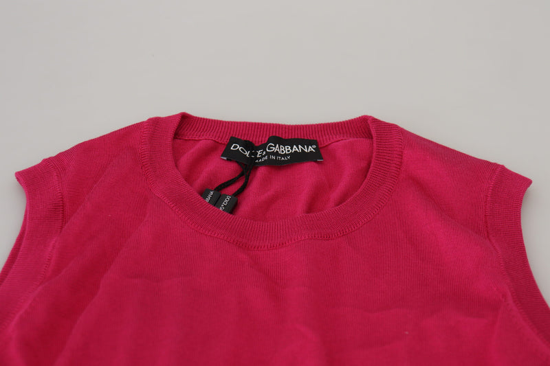 Dolce & Gabbana Pink Silk Vest Pullover Tank Top
