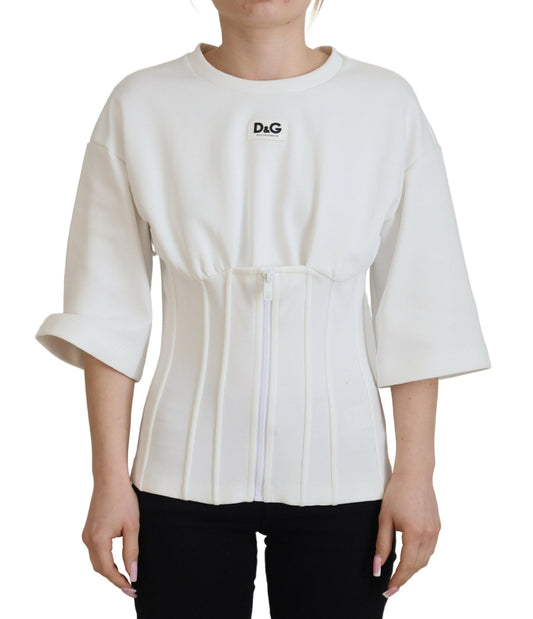 Top T-shirt en coton extensible à corset blanc Dolce & Gabbana
