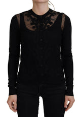 Dolce & Gabbana Cardigan en Dentelle Florale Noire