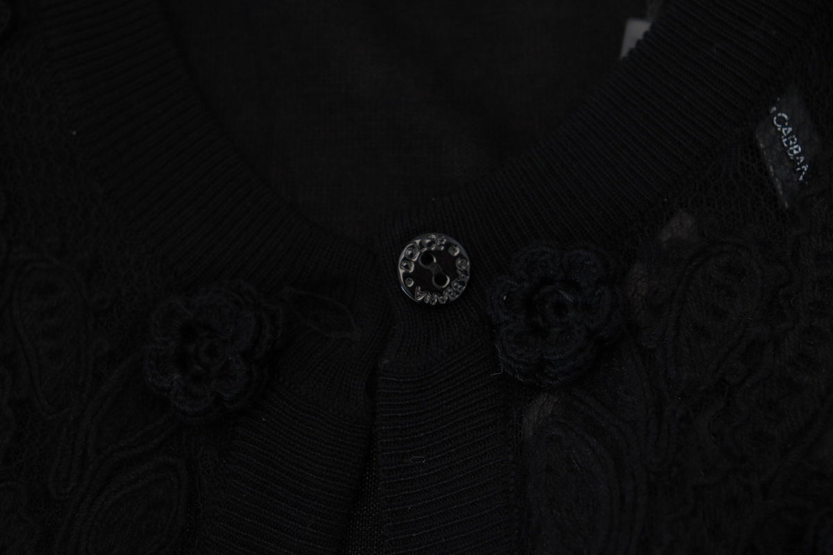 Dolce & Gabbana Cardigan en Dentelle Florale Noire