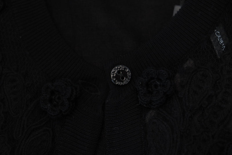 Dolce & Gabbana Cardigan en Dentelle Florale Noire