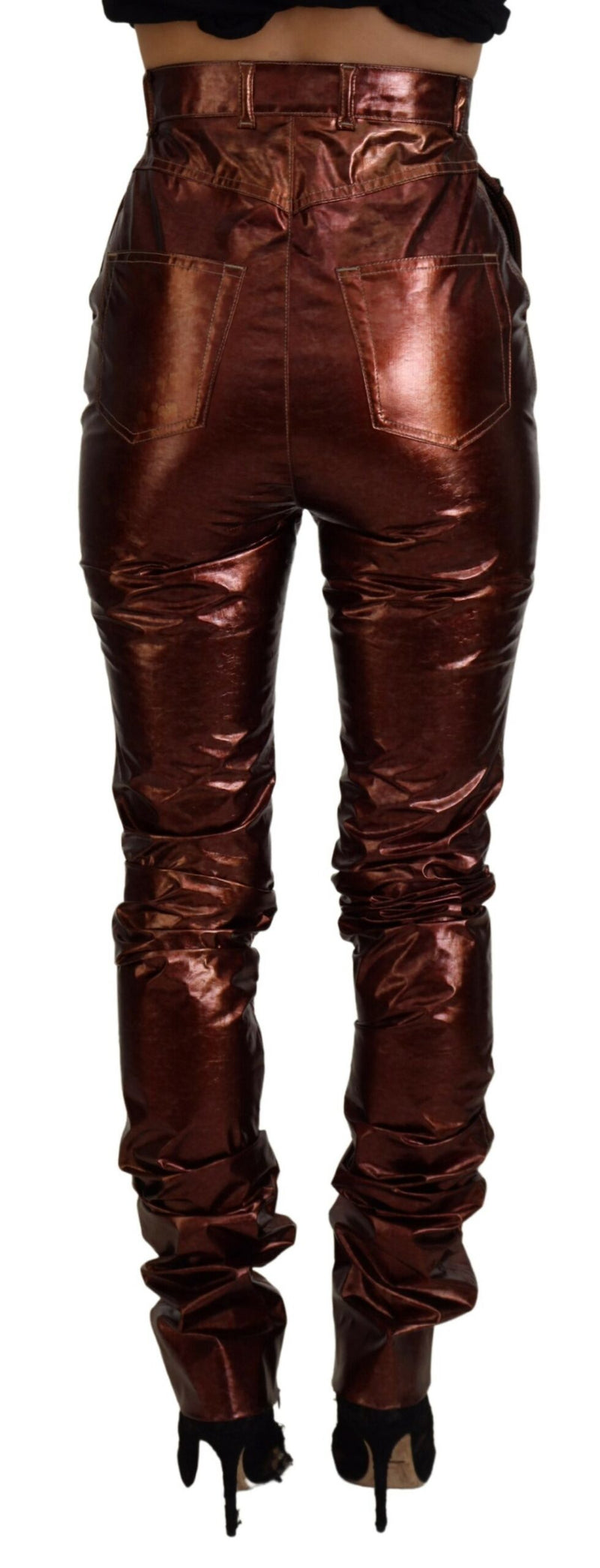 Dolce & Gabbana Jeans Skinny Métalliques Bronze Taille Haute