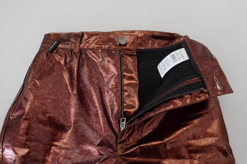 Dolce & Gabbana Jeans Skinny Métalliques Bronze Taille Haute