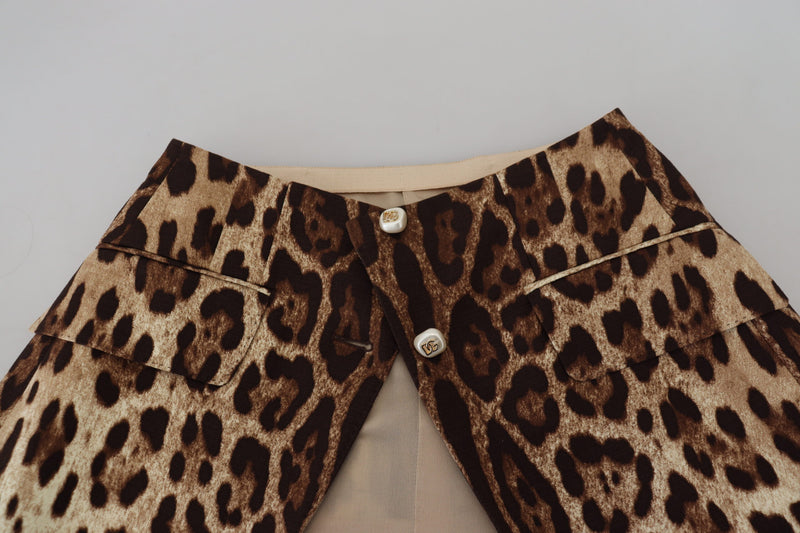 Dolce & Gabbana Jupe Mini A-ligne en Laine Imprimé Léopard Marron