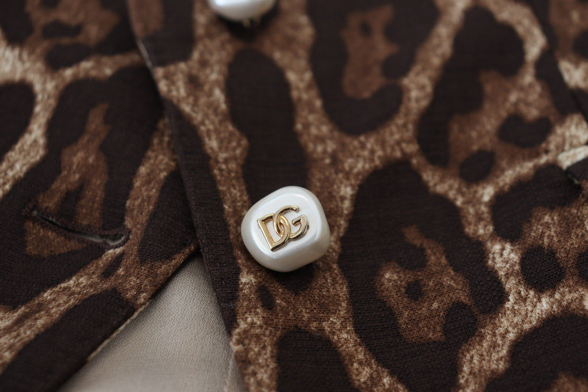 Dolce & Gabbana Jupe Mini A-ligne en Laine Imprimé Léopard Marron