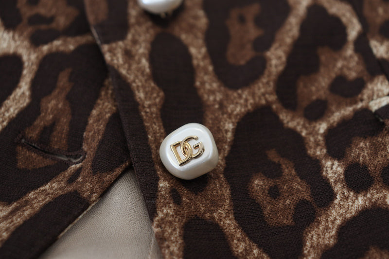 Dolce & Gabbana Jupe Mini A-ligne en Laine Imprimé Léopard Marron