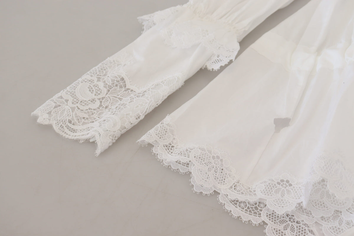Dolce & Gabbana Blouse en Coton Blanc avec Dentelle