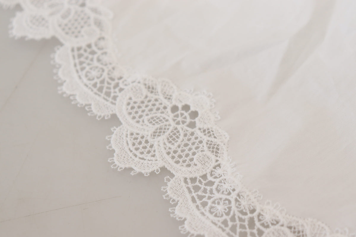 Dolce & Gabbana Blouse en Coton Blanc avec Dentelle