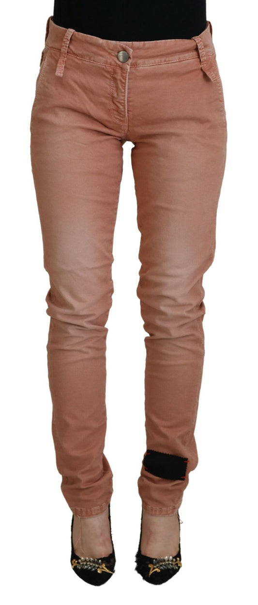 Pantalon décontracté pour femme Acht, rose, taille mi-haute, coupe ajustée.