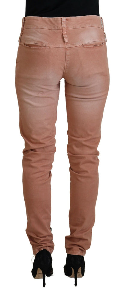Pantalon décontracté pour femme Acht, rose, taille mi-haute, coupe ajustée.