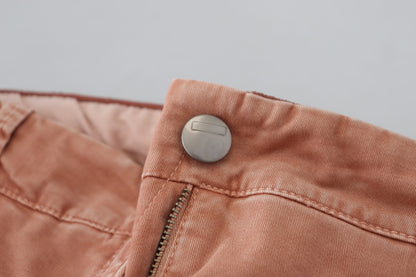 Pantalon décontracté pour femme Acht, rose, taille mi-haute, coupe ajustée.