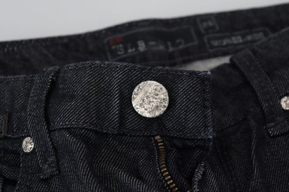 Jeans en coton noir pour femme, taille basse, coupe slim, style décontracté, marque Acht.