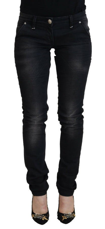 Acht - Jeans skinny délavés en coton noir pour femme - Style décontracté
