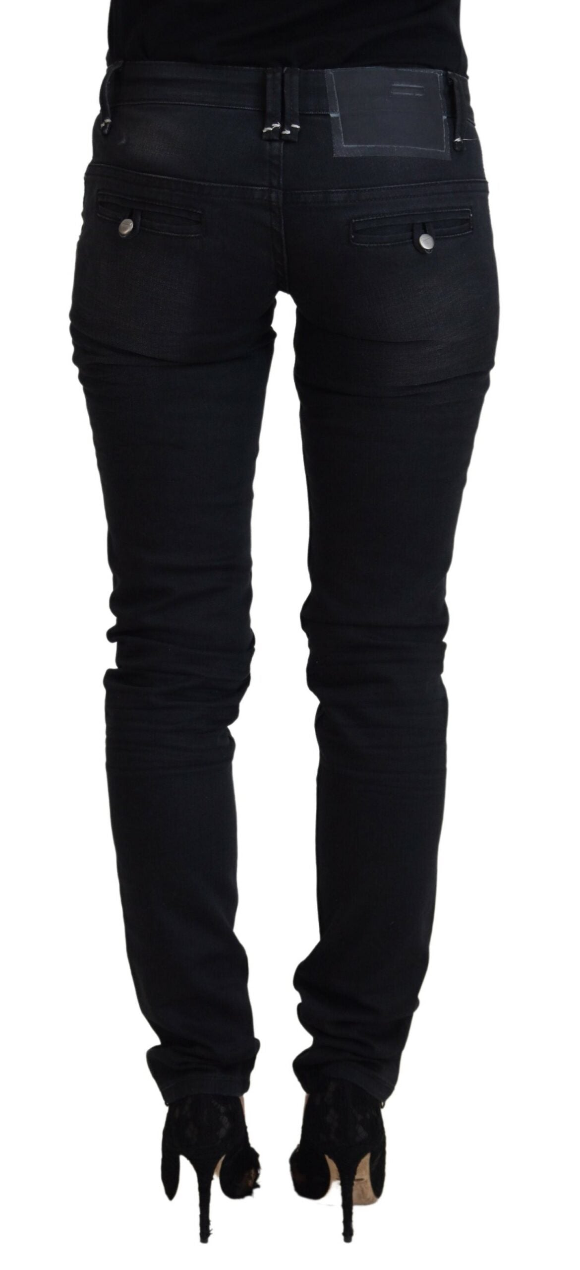 Acht Black Washed Cotton Skinny Jeans for Women