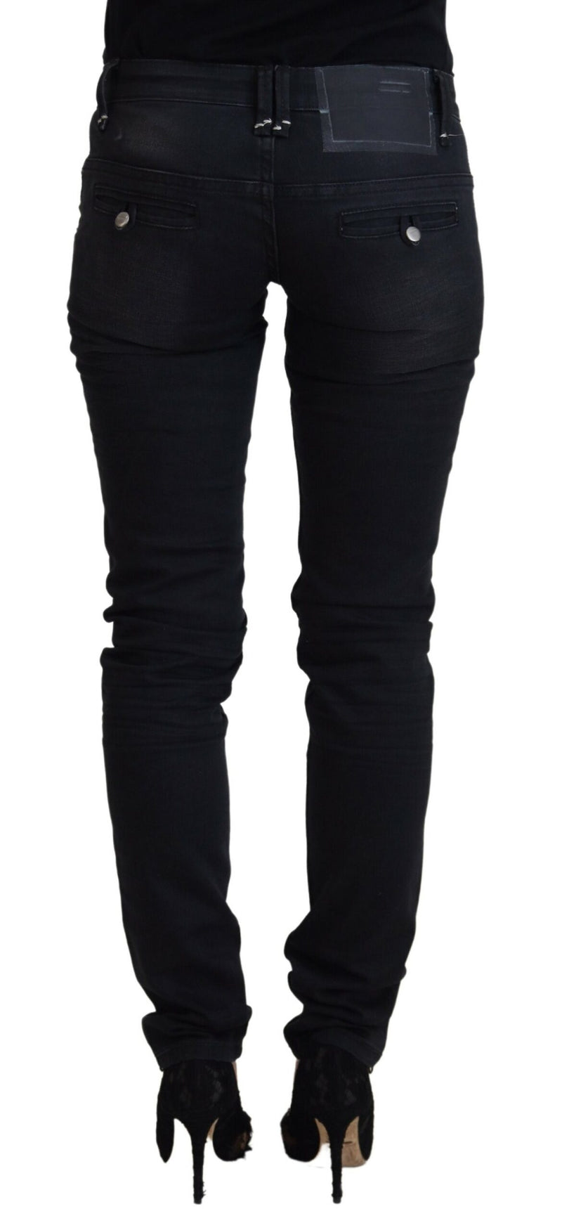 Acht Black Washed Cotton Skinny Jeans for Women
