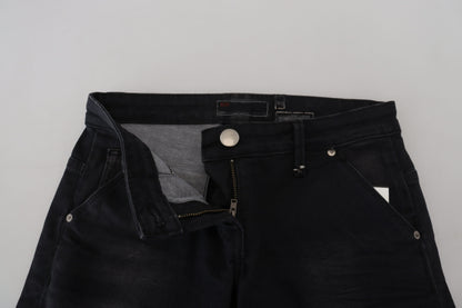 Acht - Jeans skinny délavés en coton noir pour femme - Style décontracté