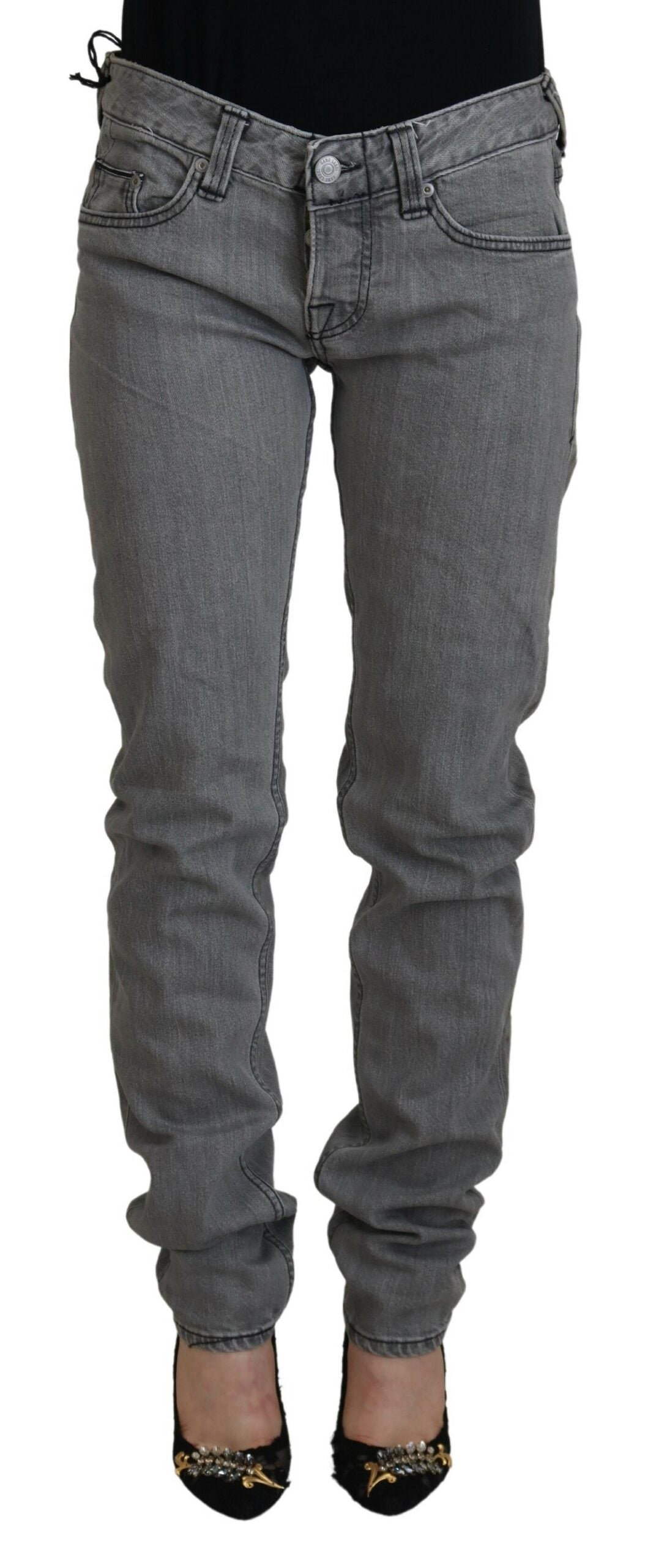 Care Label Jeans Skinny Femme Grises en Coton