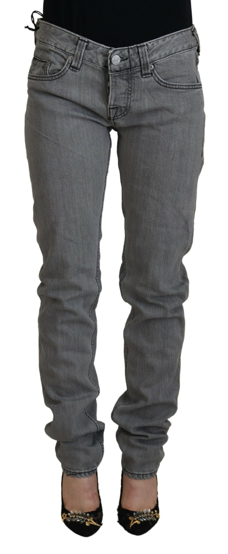 Care Label Jeans Skinny Femme Grises en Coton