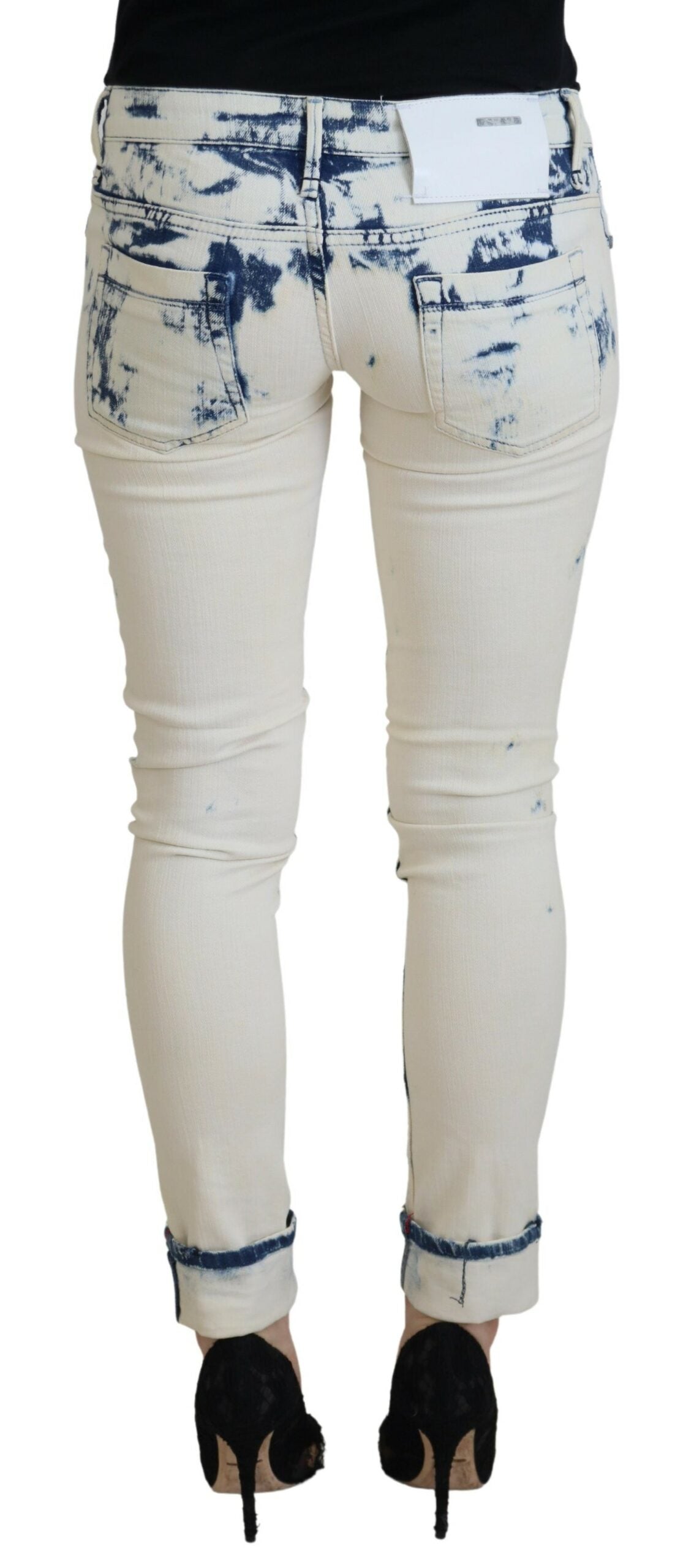 Jeans skinny déchirés en coton bleu et blanc pour femme Acht
