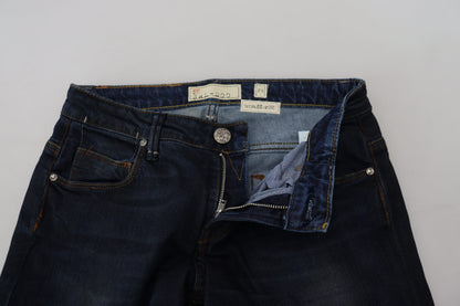 Jeans en jean décontracté pour femme, taille basse, slim, en coton bleu, Acht.