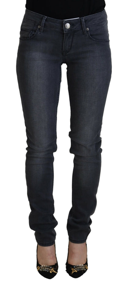 Jeans en jean décontracté pour femme, taille basse, slim, en coton gris, Acht.