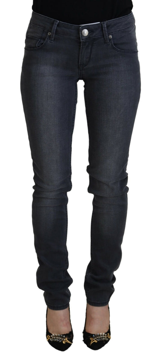 Jeans en jean décontracté pour femme, taille basse, slim, en coton gris, Acht.