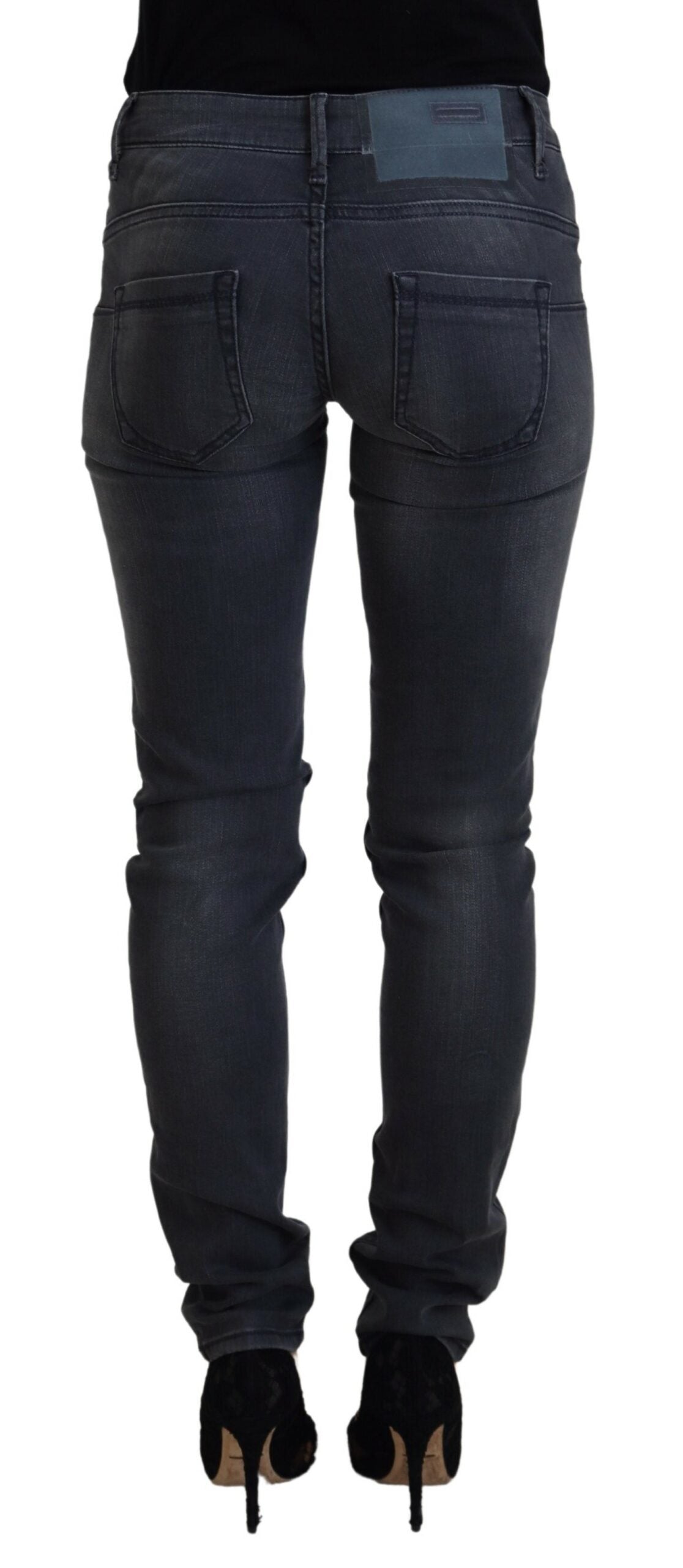 Jeans en jean décontracté pour femme, taille basse, slim, en coton gris, Acht.
