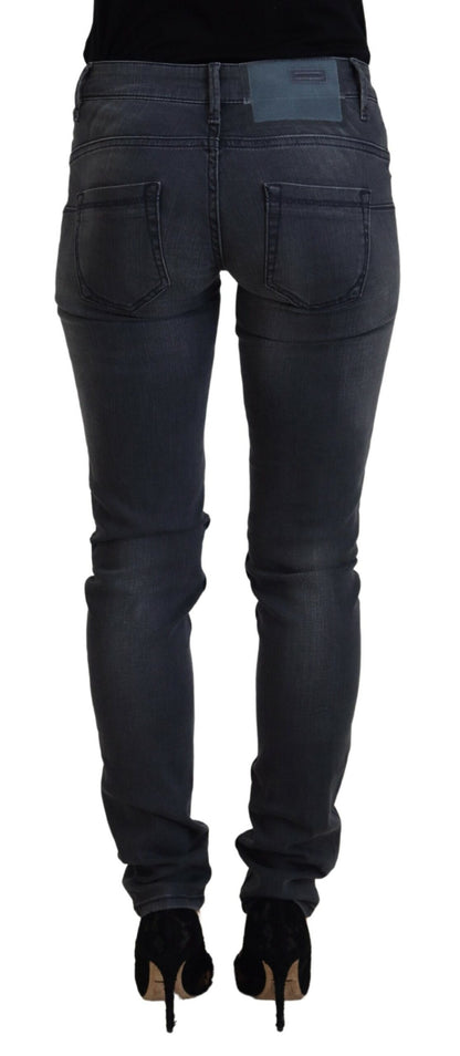 Jeans en jean décontracté pour femme, taille basse, slim, en coton gris, Acht.