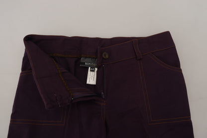 Pantalon fuselé pour femme en coton violet à taille mi-hauteur de BENCIVENGA