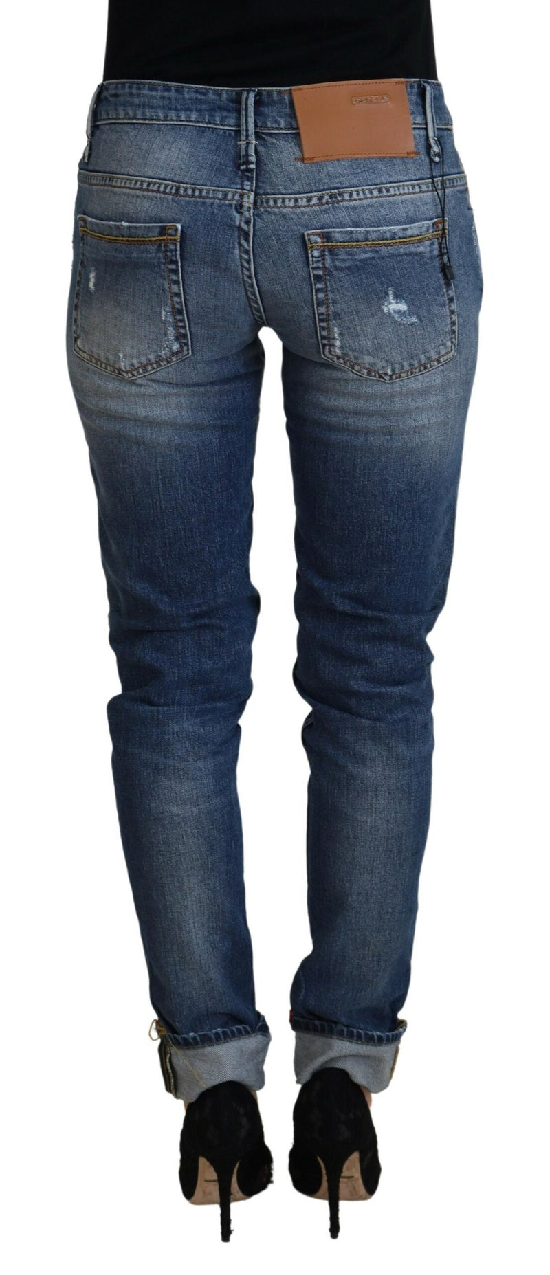 Acht Jeans Femme Bleu Délavé Taille Basse Casual