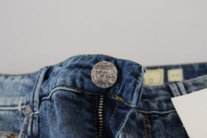 Jeans décontractés pour femmes Acht en coton bleu délavé, taille basse.